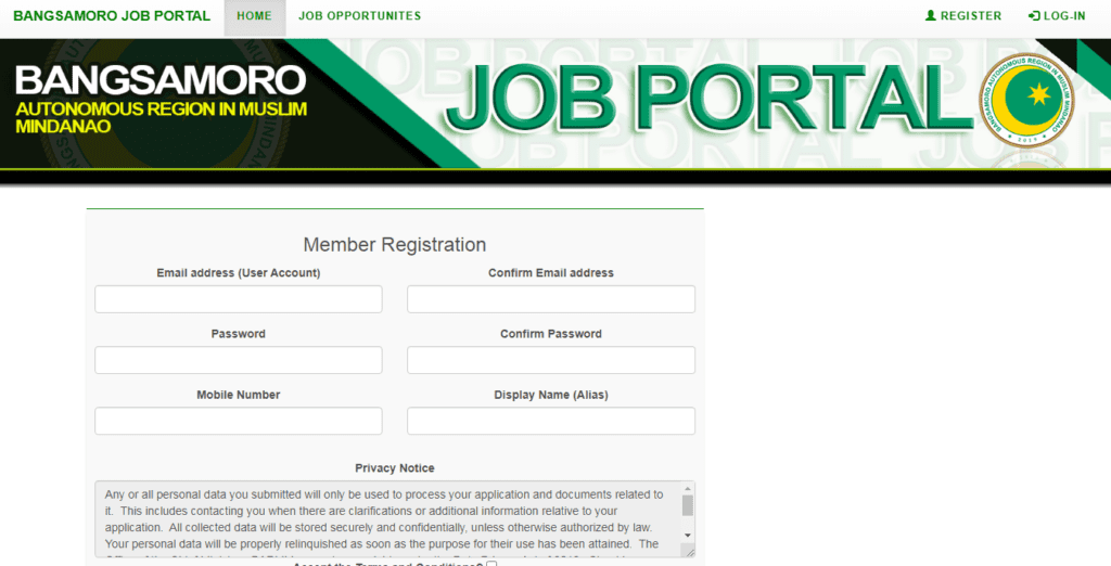 process to register at BARMM portal